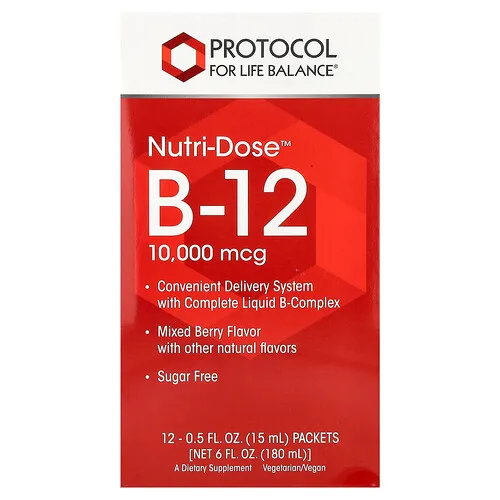 Protocol for Life Balance, Vitamina B12 Nutri-Dose™, Bayas mixtas, 12 sobres, 15 ml (0,5 oz. líq.) cada uno