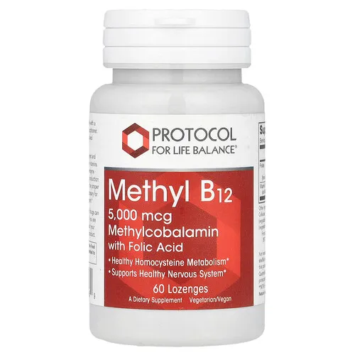 Protocol for Life Balance, Metil B12, 5000 mcg, 60 pastillas