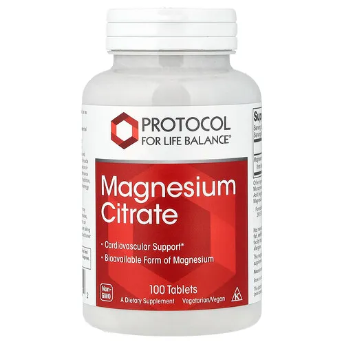 Protocol for Life Balance, Citrato de magnesio, 100 comprimidos (200 mg por comprimido)