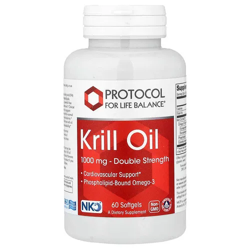 Protocol for Life Balance, Aceite de kril, 60 cápsulas blandas (1000 mg por cápsula blanda)