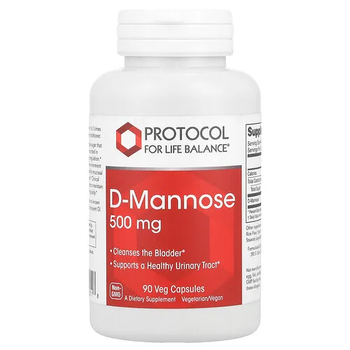 Protocol for Life Balance, D-manosa, 500 mg, 90 cápsulas vegetales