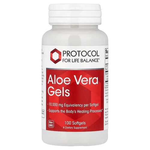 Protocol for Life Balance, Cápsulas en gel de aloe vera, 10.000 mg, 100 cápsulas blandas
