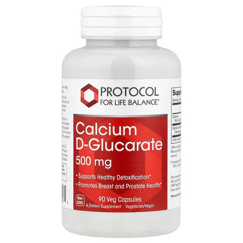 Protocol for Life Balance, D-glucarato de calcio, 500 mg, 90 cápsulas vegetales