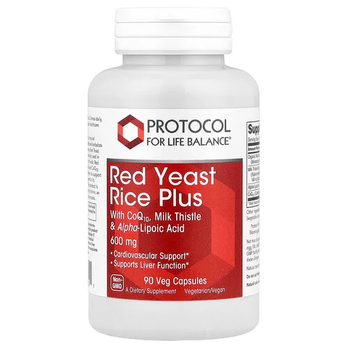 Protocol for Life Balance, Arroz de levadura roja con CoQ10, cardo mariano y ácido alfa-lipoico, 90 cápsulas vegetales