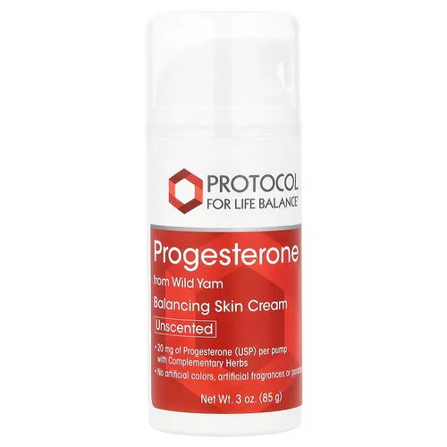 Protocol for Life Balance, Progesterona natural, Crema para la piel liposomal, sin perfume, 3 oz (85 g)
