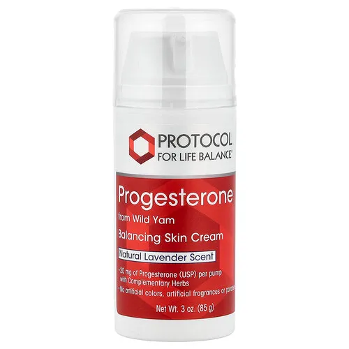 Protocol for Life Balance, Progesterona proveniente del ñame silvestre, Crema equilibrante para la piel, Lavanda natural`` 85 g (3 oz)