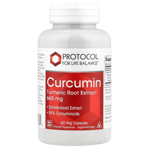 Protocol for Life Balance, Curcumina, Extracto de raíz de cúrcuma, 665 mg, 60 cápsulas vegetales