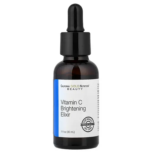 California Gold Nutrition, Belleza, Elixir iluminador con vitamina C, Sérum iluminador de aceite seco potenciado, 30 ml (1 oz. líq.)