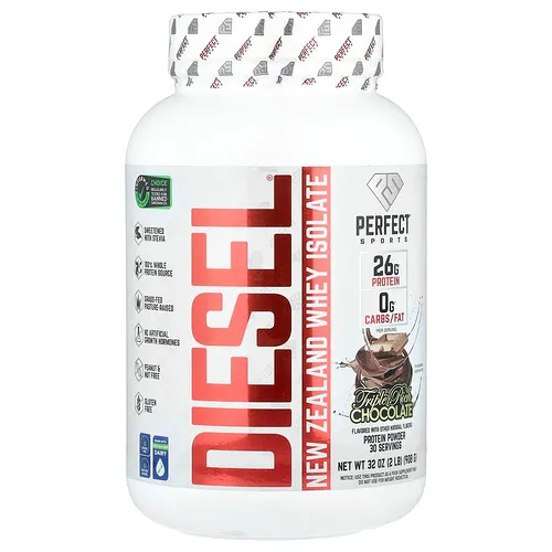 PERFECT Sports, Diesel, Aislado de suero de leche de Nueva Zelanda, Chocolate triplemente rico, 908 g (2 lb)
