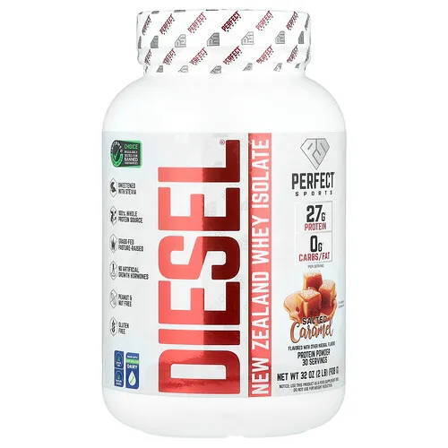 PERFECT Sports, Diesel, Aislado de suero de leche de Nueva Zelanda, Caramelo salado, 908 g (2 lb)