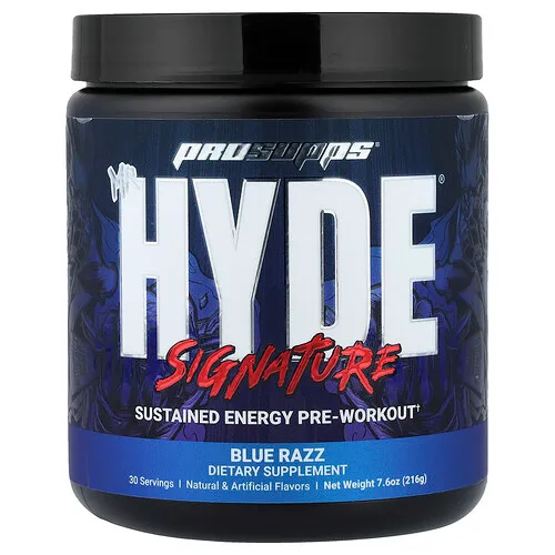 ProSupps, Mr.Hyde, Preentrenamiento exclusivo para la energía sostenida, Blue Razz, 216 g (7,6 oz)