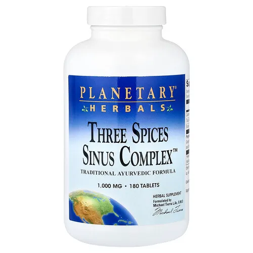 Planetary Herbals, Three Spices Sinus Complex™, Three Spices Sinus Complex™, 180 comprimidos