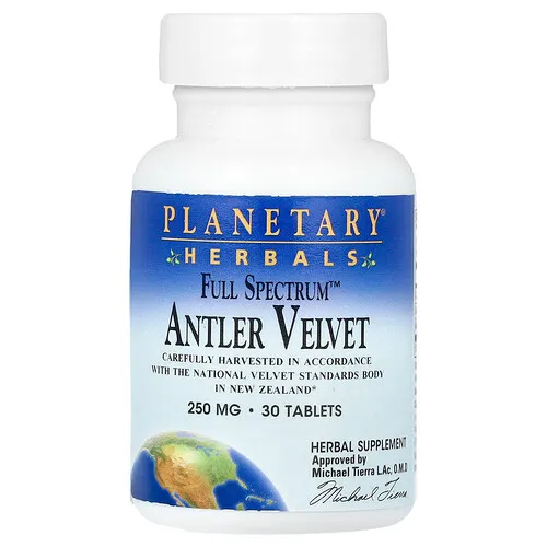 Planetary Herbals, Terciopelo de asta Full Spectrum™, 30 comprimidos (250 mg por comprimido)
