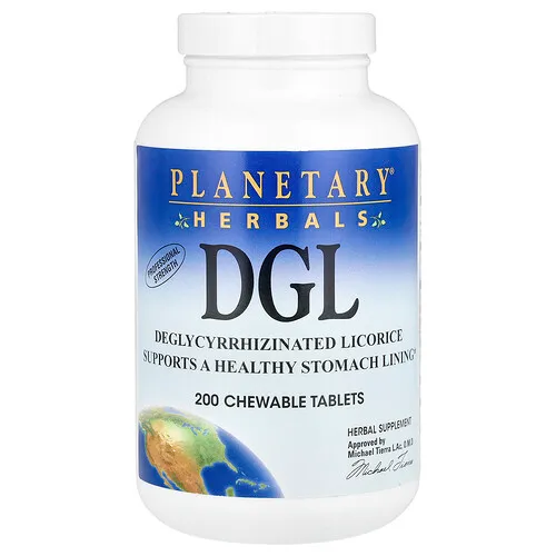 Planetary Herbals, DGL, 380 mg, 200 comprimidos masticables