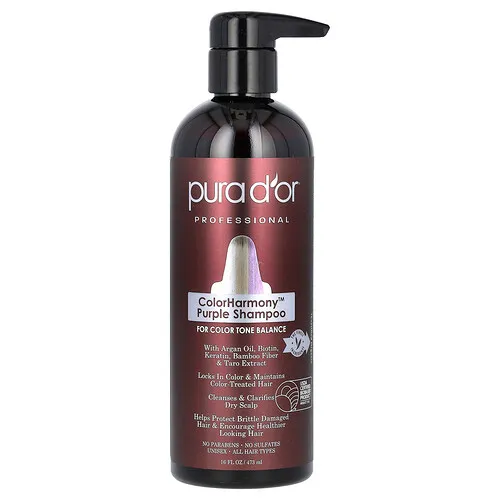 Pura D'or, Profesional, Champú púrpura ColorHarmony, 473 ml (16 oz. Líq.)