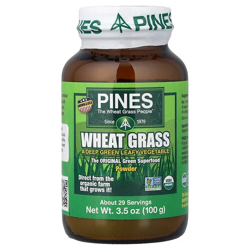 Pines International, Hierba de trigo orgánico en polvo, 100 g (3.5 oz)
