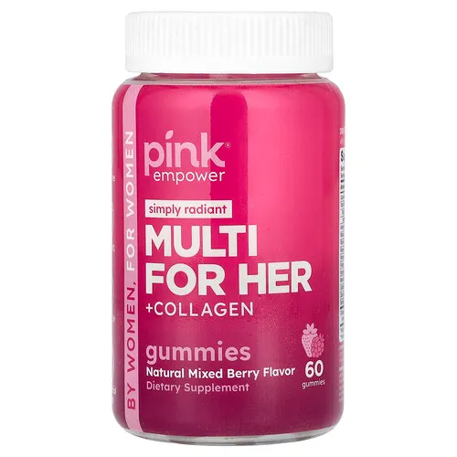Pink, Gomitas multivitamínicas para ella con colágeno, Bayas mixtas naturales, 60 gomitas