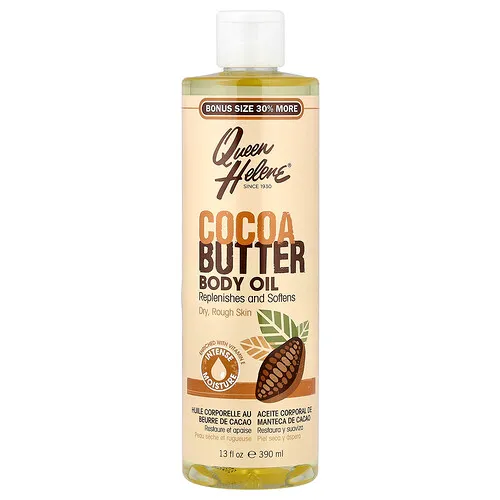 Queen Helene, Aceite corporal, Manteca de cacao, Piel seca y áspera, 390 ml (13 oz. líq.)
