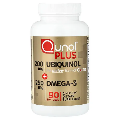 Qunol, Además, Ubiquinol con omega-3, 90 cápsulas blandas