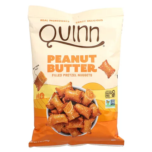 Quinn Snacks, Bocadillos de pretzel rellenos, Mantequilla de maní, 198 g (7 oz)