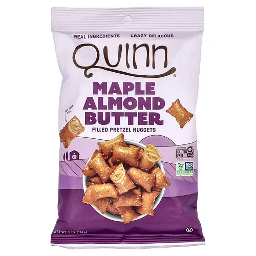 Quinn Snacks, Nuggets de pretzel, Mantequilla de arce y almendras rellenas, 141 g (5 oz)