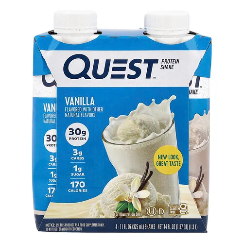 Quest Nutrition, Batido de proteína, Vainilla, 4 batidos, 325 ml (11 oz. líq.) cada uno