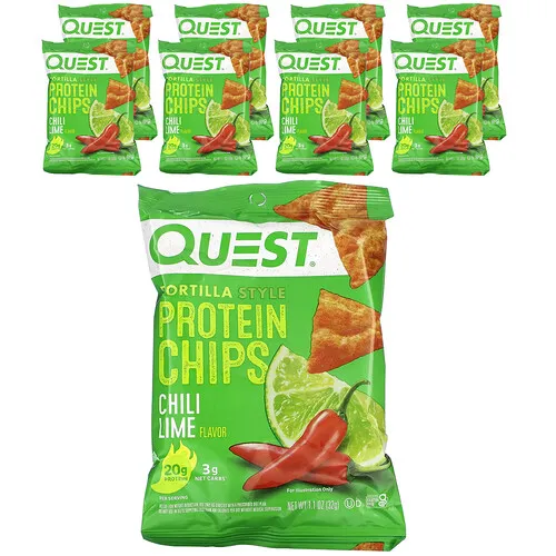 Quest Nutrition, Chips de proteína estilo tortilla, Chile y lima, 8 bolsas, 32 g (1.1 oz) cada una