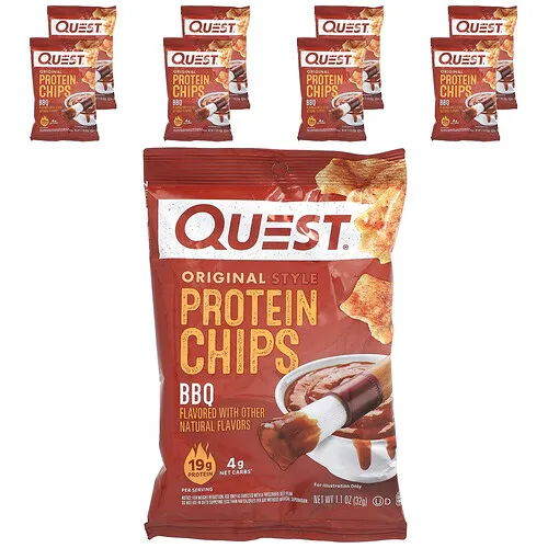 Quest Nutrition, Patatas fritas de proteína de estilo original, BBQ, 8 bolsas, 32 g (1.1 oz) cada una