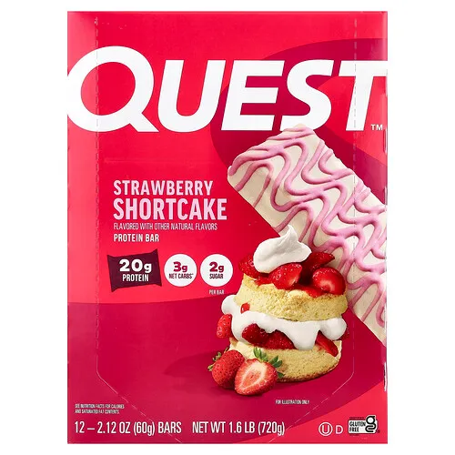 Quest Nutrition, Barrita proteica, Tarta de fresas, 12 barritas, 60 g (2,12 oz) cada una