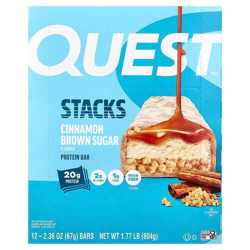 Quest Nutrition, Stacks, Barrita proteica, Canela y azúcar moreno, 12 barritas, 67 g (2,36 oz) cada una