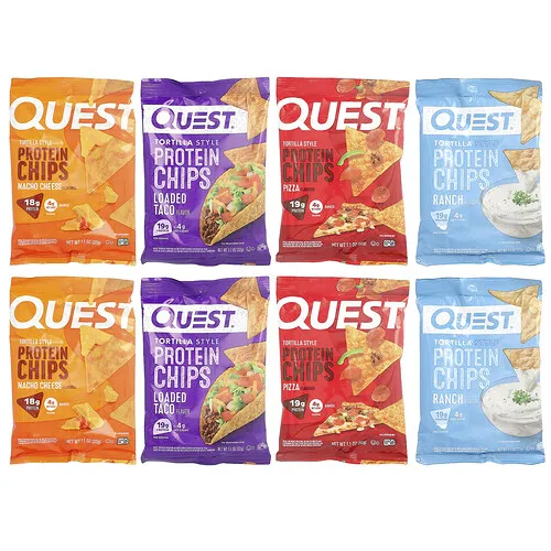 Quest Nutrition, Chips de proteína estilo tortilla, Paquete surtido, 8 paquetes, 32 g (1,1 oz) cada uno