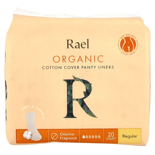 Rael, Protectores íntimos de algodón orgánico, normales, 20 unidades