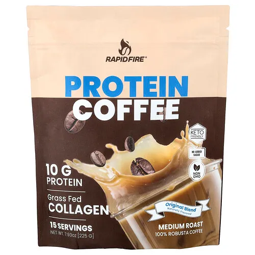 RAPIDFIRE, Café proteico, Mezcla original, Tostado medio, 225 g (7,93 oz)