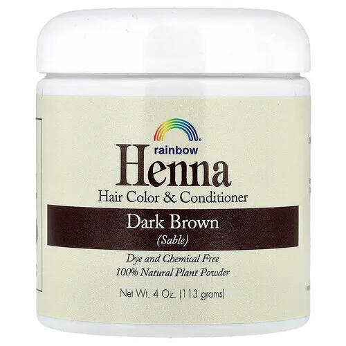 Rainbow Research, Henna, Tinte y acondicionador para el cabello, Marrón oscuro (marta), 113 g (4 oz)