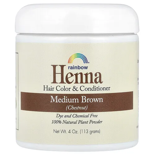 Rainbow Research, Henna, Acondicionador y color 100% botánico, Castaño medio persa (castaño), 4 oz (113 g)
