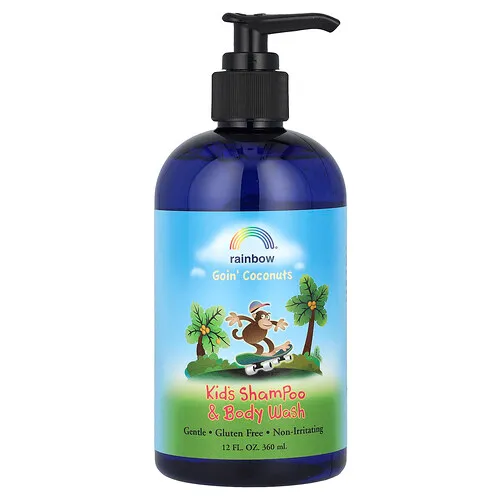 Rainbow Research, Champú y jabón líquido para el cuerpo para niños, De 2 años en adelante, Sabor a coco, 360 ml (12 oz. líq.)