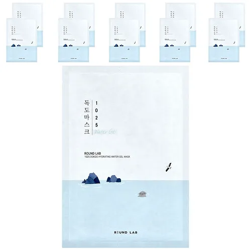 Round Lab, 1025 Dokdo, Mascarilla de belleza hidratante con gel de agua, 10 láminas, 30 ml (1,01 oz. líq.) cada una