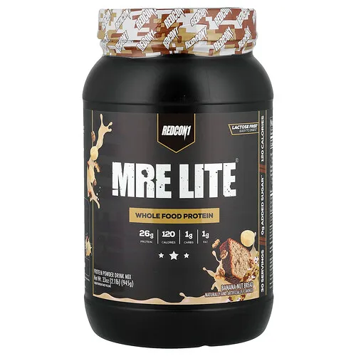 Redcon1, MRE Lite®, Proteína de alimentos integrales, Pan de plátano y frutos secos, 945 g (2,1 lb)