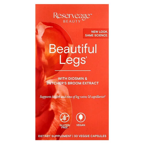 Reserveage Beauty, Suplemento para favorecer unas piernas hermosas con diosmina y resveratrol, 30 cápsulas vegetales