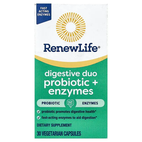 Renew Life, Dúo digestivo con probióticos y enzimas`` 30 cápsulas vegetales