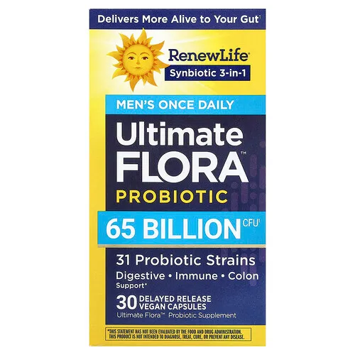 Renew Life, Ultimate Flora™, Probiótico de una vez por día para hombres, 30 cápsulas veganas de liberación retardada
