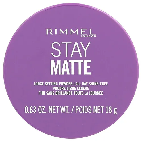 Rimmel London, Stay Matte, Polvos fijadores sueltos, 001 Transparente, 18 g (0,63 oz)