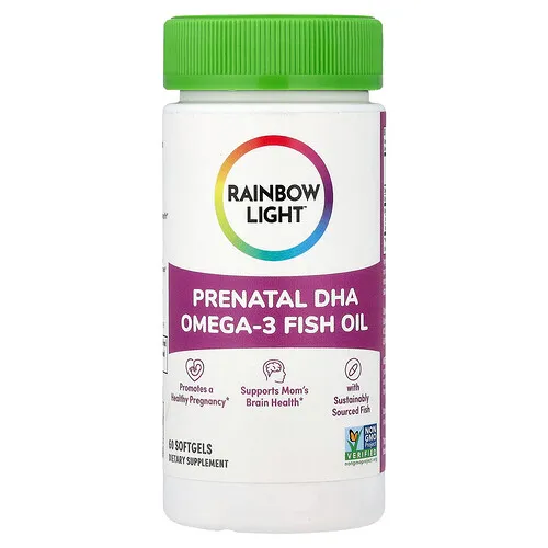 Rainbow Light, Aceite de pescado prenatal con omega-3 y DHA, 60 cápsulas blandas