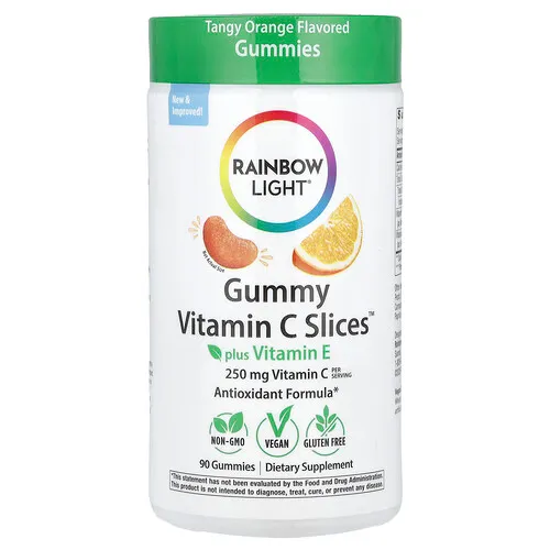 Rainbow Light, Gomitas con vitamina C en rodajas™ más vitamina E, Naranja ácida, 90 gomitas