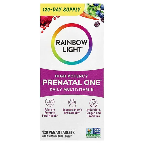 Rainbow Light, Prenatal One™, Suplemento multivitamínico diario de alta potencia, 120 comprimidos veganos