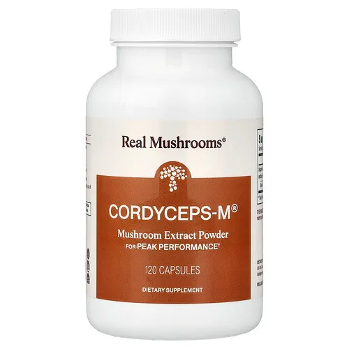 Real Mushrooms, Cordyceps-M®, Extracto de hongos en polvo, 120 cápsulas