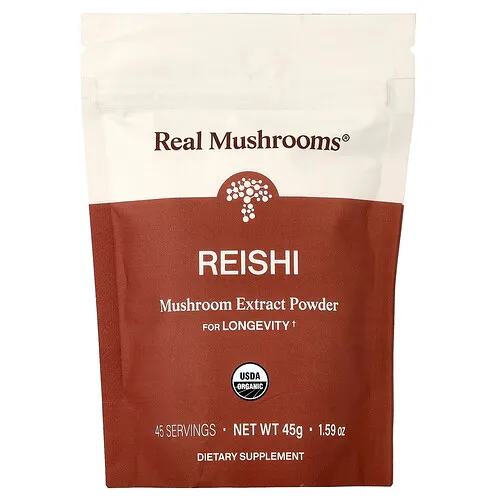 Real Mushrooms, Reishi, Extracto de hongos orgánicos en polvo, 45 g (1,59 oz)