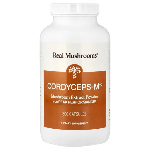 Real Mushrooms, Cordyceps-M®, Extracto de hongo en polvo, 300 cápsulas (500 mg por cápsula)