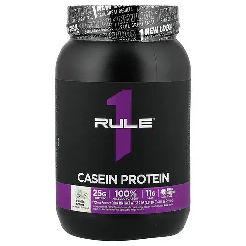 Rule One Proteins, Mezcla para preparar bebidas con proteína de caseína en polvo, Crema de vainilla, 914 g (2,01 lb)