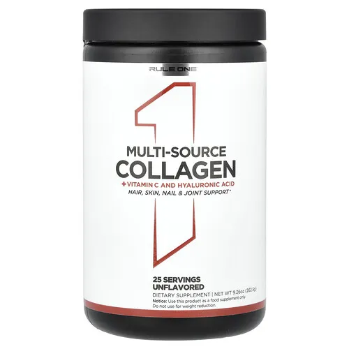 Rule One Proteins, Colágeno de múltiples fuentes con vitamina C y ácido hialurónico, Sin sabor, 262,5 g (9,26 oz)